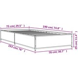 vidaXL Posteljni okvir siva sonoma 75x190 cm inženirski les in kovina, (21128311) | Shoptok.si