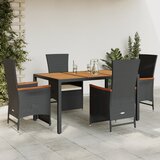 vidaXL 5-dijelni vrtni blagovaonski set s jastucima od poliratana crni | shoptok.hr
