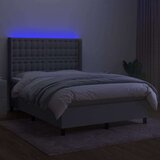  Krevet box spring s madracem LED svjetlosivi 140x200 cm tkanina | shoptok.hr