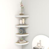 vidaXL Kotne stenske police 4 kosi hrast in bele 35x35x3,8 cm MDF | Shoptok.si