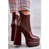 Boto Women's Leather Boots On A Massive Heel Brown Jones | ePonuda.com