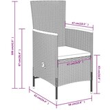  Vrtna garnitura - 4-dijelni vrtni blagovaonski set s jastucima crni Crna i smeđa Dužina stola 80 cm 4 | shoptok.hr