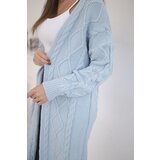 Kesi Cardigan sweater with cable weave in azure color | shoptok.hr