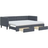 vidaXL Izvlečna dnevna postelja s predali temno siva 80x200 cm žamet | Shoptok.si