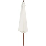  Zunanji senčnik z lesenim drogom 350 cm peščeno bel, (20610493) | Shoptok.si