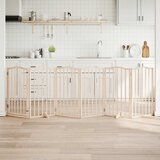 vidaXL Ograda za pse z vrati zložljiva 6 panelov 300 cm topolovina | Shoptok.si