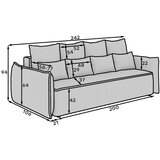 ELTAP Svjetlo smeđa baršunasti sklopiva/s prostorom za odlaganje sofa 242 cm Weltton – | shoptok.hr