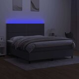  Box spring postelja z vzmetnico LED temno siva 160x200 cm blago, (20930057) | Shoptok.si