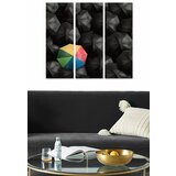 Wallity MDF107394707 multicolor decorative mdf painting (3 pieces) Cene