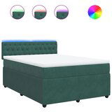 vidaXL Box spring postelja z vzmetnico temno zelena 160x200 cm žamet, (21307407) | Shoptok.si