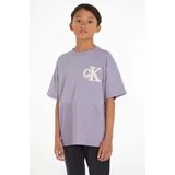 Calvin Klein Jeans Otroška bombažna kratka majica vijolična barva