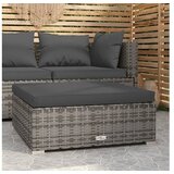  Vrtni tabure s jastukom sivi 70 x 70 x 30 cm od poliratana | shoptok.hr