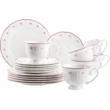 Lova 18-delni kavni servis, bel/rdeč - 1 set