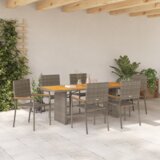 7-delni vrtnarski jedilni set, sivo poli ratan | Shoptok.si