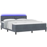 vidaXL Box Spring Krevet s Jastukom & LED Tamno Sivo 180x200 cm Baršun | shoptok.hr