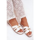 Boto Flat Ladies Slippers With Strap And Golden Detail White Kerenza | shoptok.hr