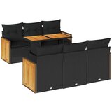 vidaXL Vrtna sedežna garnitura z blazinami 7-delna črn ratan/akacija | Shoptok.si