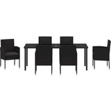  Vrtni set za objed s jastukom 7 pcs Crna poliratan | shoptok.hr