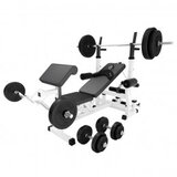  multifunkcionalna benč klupa dodacima za vežbanje i tegovima 100 kg (bela) | ePonuda.com