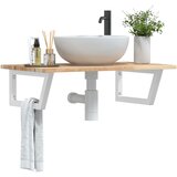  Zidna polica za umivaonik od čelika i masivnog bagremovog drva Smeđa 60 x 50 x 2 cm | shoptok.hr