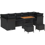 vidaXL 10-delni vrtni sofa set z blazinami črna poli ratan akacija, 3-delni vrtni jedilni set z blazinami črna poli ratan akacija Cene