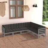 The Living Store Vrtna sedežna garnitura 6-delna z blazinami trdna borovina - Vrtna Sedežna Garnitura, (21478714) | Shoptok.si