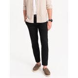 Ombre Men's chino pants with decorative waistband - black | Shoptok.si