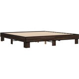 vidaXL Posteljni okvir rjav hrast 200x200 cm inženirski les in kovina, (21151954) | Shoptok.si