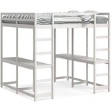  The Living Store Posteljni okvir z mizo in lestvijo bel 160x200 cm borovina - Otroški Pograd, (21497054) | Shoptok.si