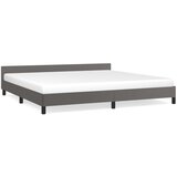 The Living Store Posteljni okvir z vzglavjem siva 200x200 cm umetno usnje - Posteljni Okvir Z Vzglavjem, (21529101) | Shoptok.si