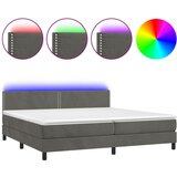The Living Store Box spring postelja z vzmetnico LED temno siva 200x200 cm žamet - Box Spring Postelja, (21489906) | Shoptok.si