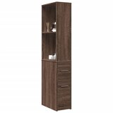 Maison Chic Ozka kopalniška kredenca - Kopalniška omarica - Kopalniški kabinet s kolesi rjavi hrast inženirski les, (21794786) | Shoptok.si