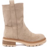 Shelvt Minimalist beige ankle boots made of soft suede Cene