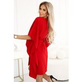 Numoco 287-35 SOFIA Butterfly Dress with Waist Tie - Red | Shoptok.si
