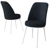 Hanah home set trpezarijskih stolica Jaxe 2 kom, antracit tkanina Babyface, bele metalne noge | Eponuda.com