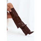 Boto Insulated Stiletto Boots With Folded Shaft Chocolate Tamonia | ePonuda.com