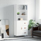vidaXL Visoka omara bela 69,5x34x180 cm inženirski les Cene