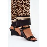 Boto Lacquered Women's Wedge Sandals Black Vliraya | Shoptok.si