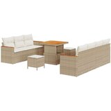  10-dijelni vrtni kauč set s jastučićima Bež Poli Ratan Acacia Vrtna garnitura - 3-dijelni vrtni blagovaonski set s jastučićima | shoptok.hr