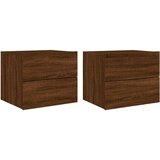 Maison Chic Stenski Dvo delni komplet Nočne omarice - Nočne mize z LED lučkami rjavi hrast, (21688995) Cene