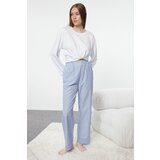 Trendyol blue striped label detailed woven pajama bottoms Cene