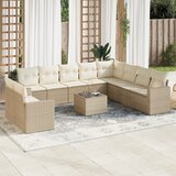 vidaXL 11-dijelni set vrtnih sofa od poliratana s jastucima bež Cijene