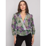 Fashion Hunters Green chiffon blouse with Barrie print Cene