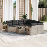 Maison Chic Seti vrtnega pohištva - Vrtna garnitura - Vrtni pohištvo set 9-delna z blazinami sv. siv poli ratan, (21798047) | Shoptok.si