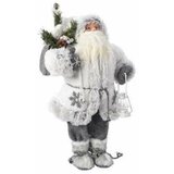  novogodišnja figura deda mraz/ sivo- beli 45cm Cene