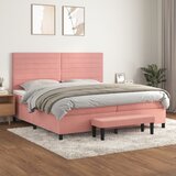  s oprugama i madracem ružičasti 200x200 cm baršunasti | shoptok.hr