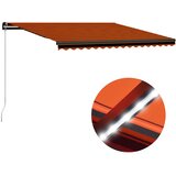 Tenda na ručno uvlačenje LED 450 x 300 cm narančasto-smeđa Slike