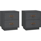  Noćni ormarići 2 kom sivi 40 x 34 x 45 cm od masivne borovine Siva | shoptok.hr