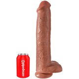 King Cock 15 - ogroman dildo s testisima i s podlogom (38 cm) - tamno prirodne boje | shoptok.hr