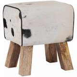  Klupa 40 x 30 x 45 cm Prava koža Crna i bijela | shoptok.hr